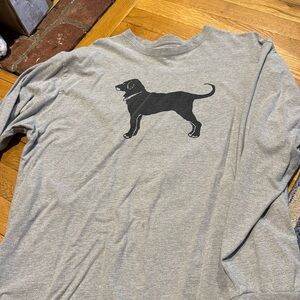 Gently Worn Mens Men Large L Black Dog Long Sleeve Gray Shirt